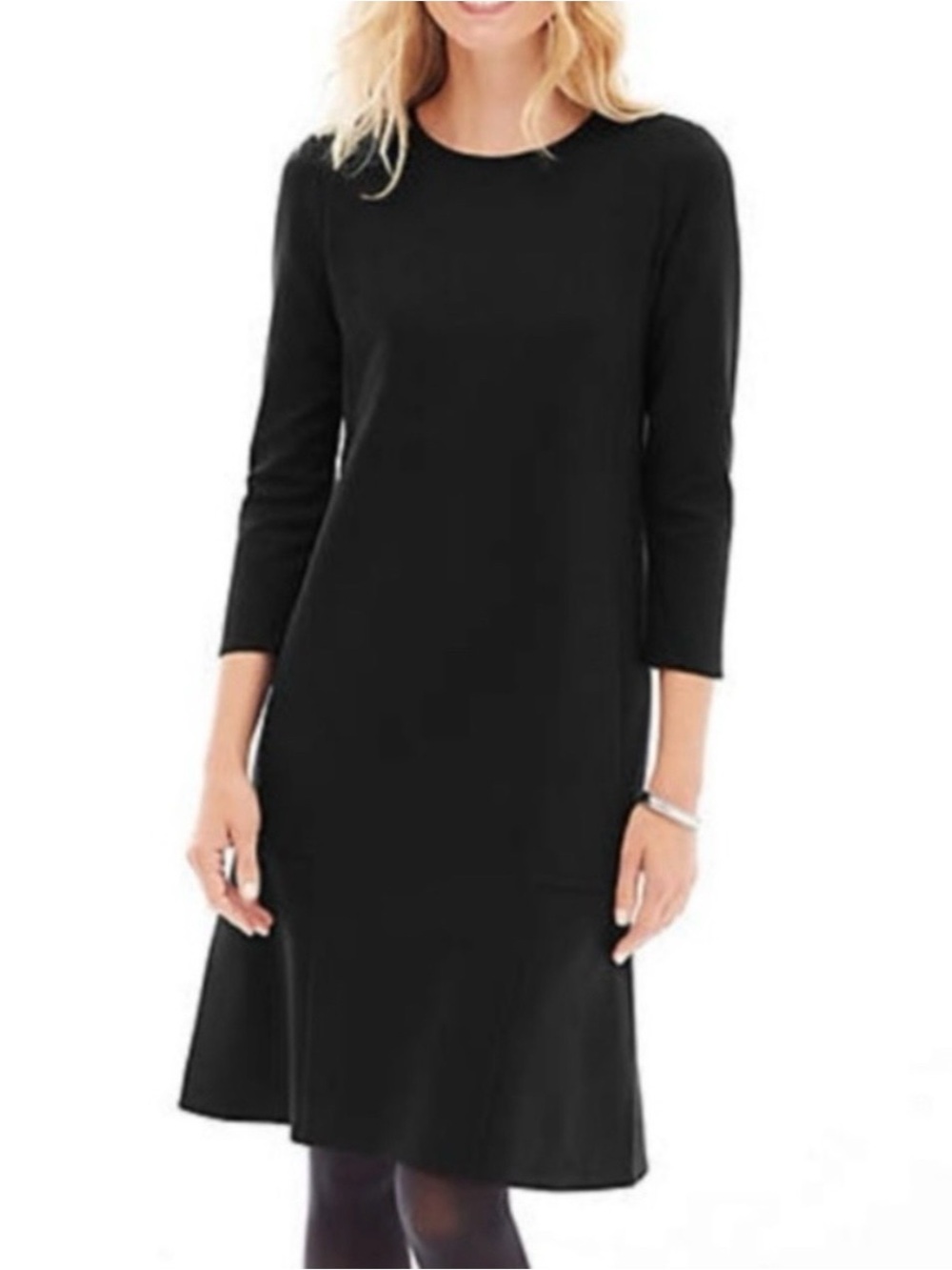 J.Jill Black Ponte 3/4 Sleeve Shift Dress